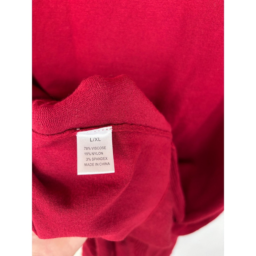 Effie's Heart Myrna Dress Crimson Red Pointelle Knit Ruffle Hem EH305r L/XL NEW - Picture 5 of 11